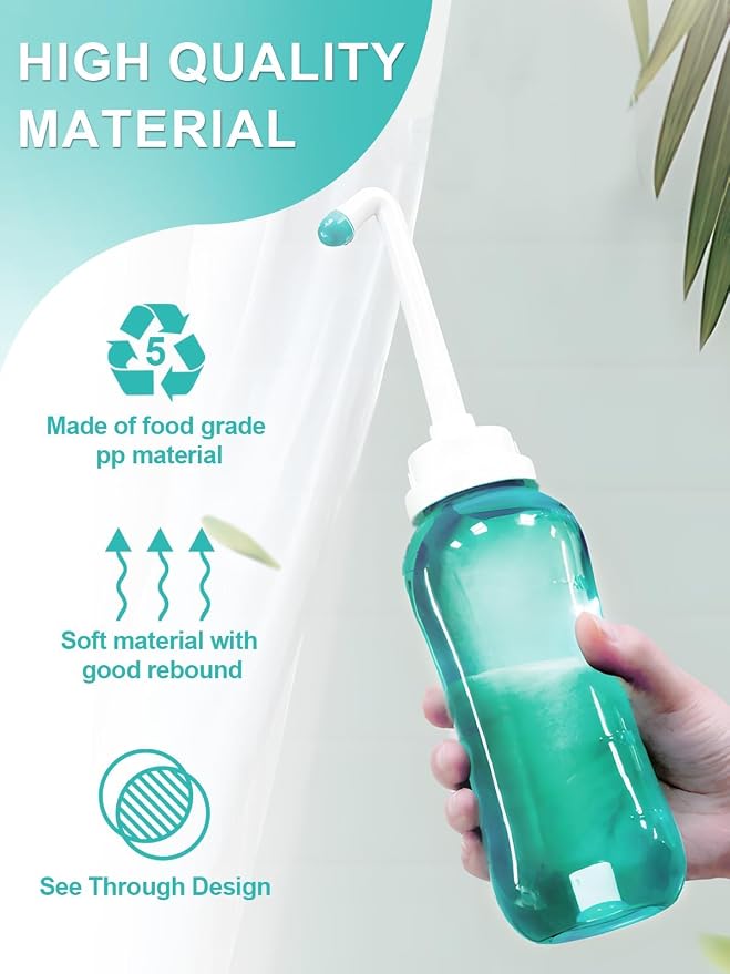 Peri Bottle for Travel Bidet - Care,Portable Travel Squeeze Bottle Bidet for Women Personal Hygiene Cleaning,2 Tubes for Baby Mom and 16.9OZ(Green)
