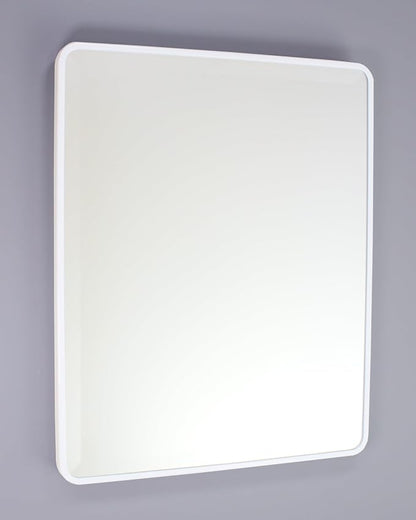 16x20 Austin Farmhouse Metal Framed Rounded Rectangle Recessed Bathroom Medicine Cabinet, Beveled Mirror, 14x18 in-Wall Opening, powder-coated Steel, Adjustable Glass Shelves, Magnet Close, White