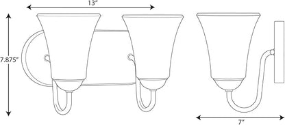 Progress Lighting Classic Collection 2-Light Etched Glass Traditional Bath Vanity Light Matte Black