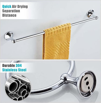 8 Piece Bathroom Accessory Set(Adjustable Towel Bar, Towel Ring, Toilet Paper Holder,Towel Hook), Wall Mounted Bathroom Hardware Accessories Set,Chrome