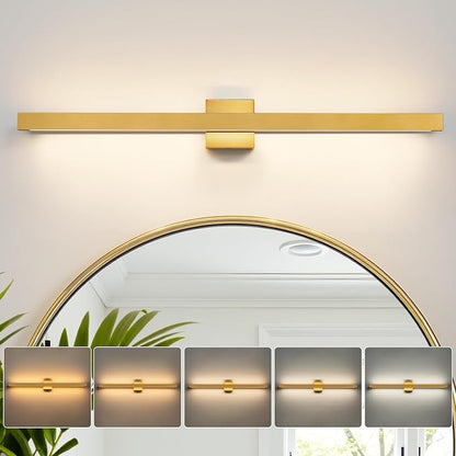Modern Bathroom Light Fixtures 39 Inch Gold Bathroom Vanity Light with Up & Down Lighting 30W Dimmable 5CCT LED Vanity Lighting Fixture Bar for Bathroom Restroom