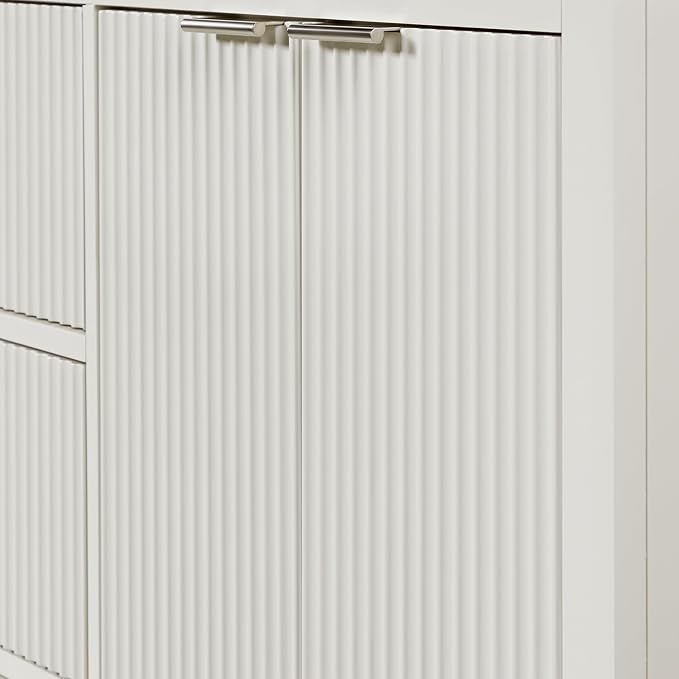 ARIEL Milan 72-inch Bathroom Vanity with Sink,Solid Wood, 1.5-inch Pure White Quartz Countertop & Backsplash, Double Rectangular Porcelain Sink, 4 Soft Closing Doors, 3 Dovetail Drawers, Warm White
