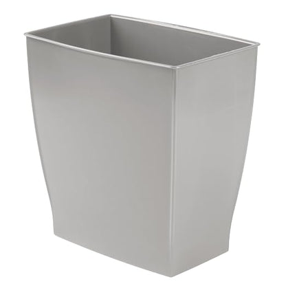 iDesign Small Plastic Bathroom Trash Can, Gray | Slim Rectangle, For Bedroom, Office, Dorm