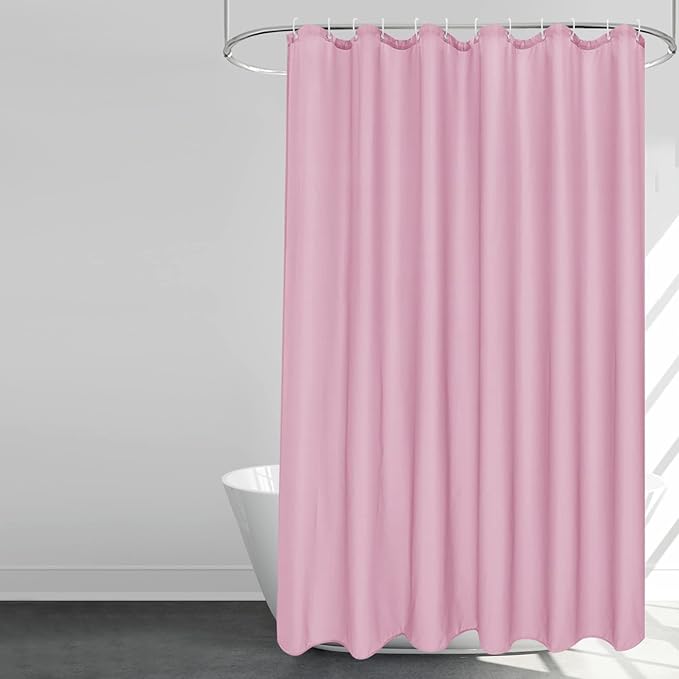 EurCross Pink Fabric Shower Curtain Liner 72 x 72 inches with Hooks, Water Resistant Chic Girlish Bathroom Décor for Bathroom Hotel Quality