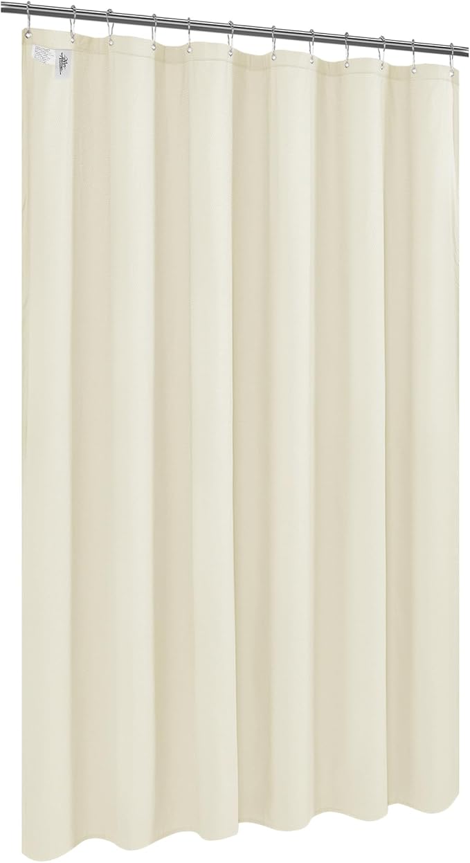 Embossed Microfiber Shower Curtain Liner 70 x 72 inches, Soft Fabric Shower Curtain Washable and Water Repellent,70x72, Cream