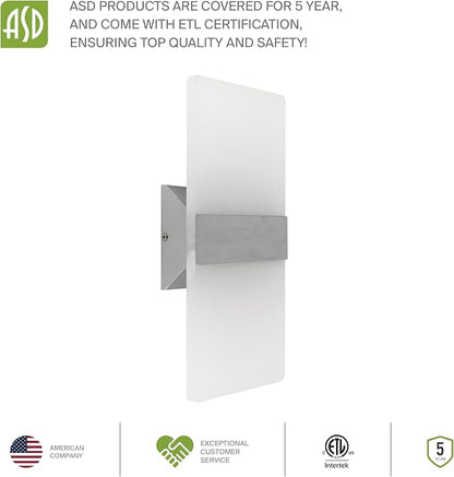 ASD 14 Inch Indoor LED Wall Sconce - 24W 2700K-5000K Dimmable Brushed Nickel Wall Sconce Lights for Living Room, Bedroom, Bathroom, Hallway - Modern Wall Sconces Hardwired, ETL Interior Light