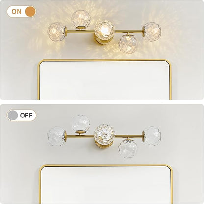 ALIYIQI LED Bathroom Vanity Light Fixtures,Brushed Gold Brass Bathroom Light Fixtures