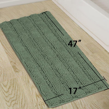 Turquoize Bathroom Runner Rug 17"x47", Soft Absorbent Chenille Bath Rug