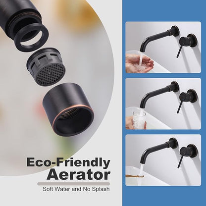 ARCORA Wall Mount Bathroom Faucet, Oil Rubbed Bronze Single Handle Bathroom Sink Faucet Wall Mounted, Rough -in Valve Included