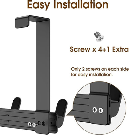 Over The Door Hooks Hanger, Heavy Duty Rack for Winter Coat, Fits 1 3/4" Doors, L7U - Bathroom Accessories and Towel Organizer Holder - Black