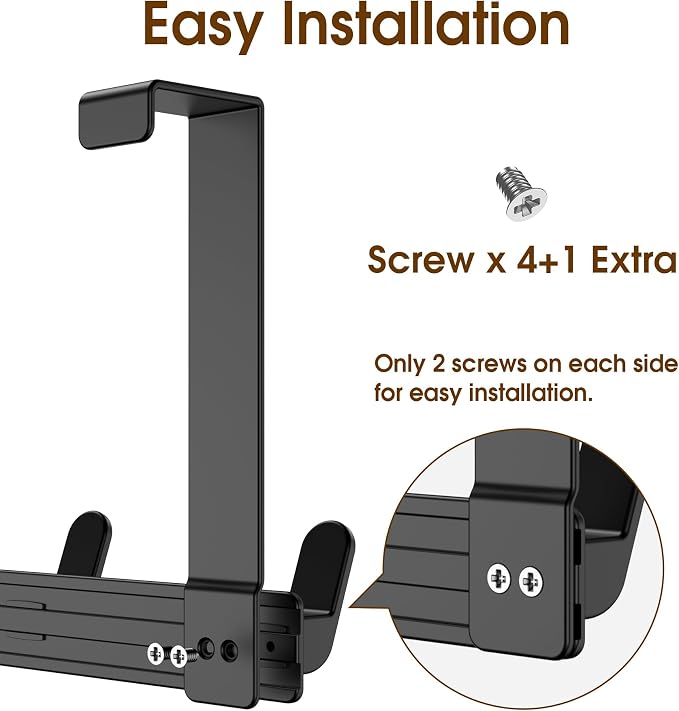 Over The Door Hooks Hanger, Heavy Duty Rack for Winter Coat, Fits 1 3/8" Doors, L7U - Bathroom Accessories and Towel Organizer Holder, Matte Black