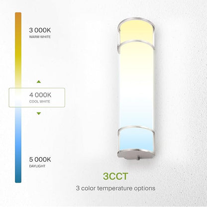 ASD LED 24" Vanity Flush Mount Light Fixture, Linear Bathroom Lighting Bar | 3CCT, Dimmable, ETL Listed | 25W 2600LM 3000-5000K 100-277V | Long Tube Bath Wall Sconce Over Mirror | Nickel