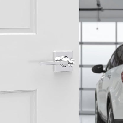 Kwikset Casey Entry Door Handle with Lock and Key, Secure Keyed Reversible Lever Exterior, for Front Entrance and Bedrooms, Polished Chrome, 10 Pack, Pick Resistant SmartKey Rekey Security