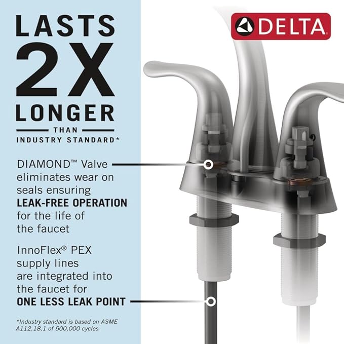 Delta Lahara Centerset Brushed Gold Bathroom Faucet, 4 Inch 3 Hole Bathroom Sink Faucet for Vanity, Metal Push-Pop Drain Assembly, Champagne Bronze 2538-CZMPU-DST