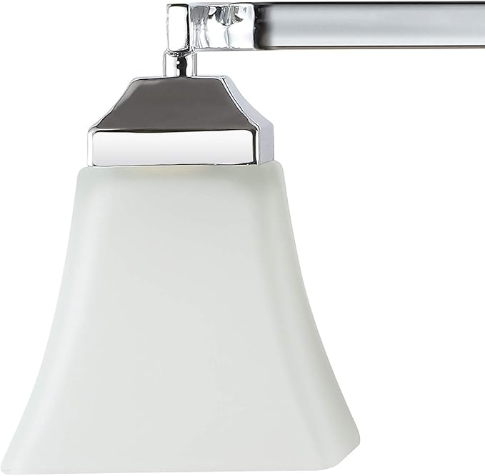 JONATHAN Y 33" Chrome Modern Cottage LED Vanity Light Wall Sconce, Farmhouse Wall Lamp for Bathroom Mirror Kitchen, White Glass Shade, LED Bulb Included (JYL7525B)