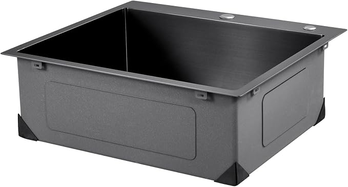 VEVOR 25" Recessed Kitchen Sink 9" Deep Top Mount Single Bowl Kitchen Sink 304 Stainless Steel Sink with Filter Basket Perfect for Home, RV, Laundry Room, Bar