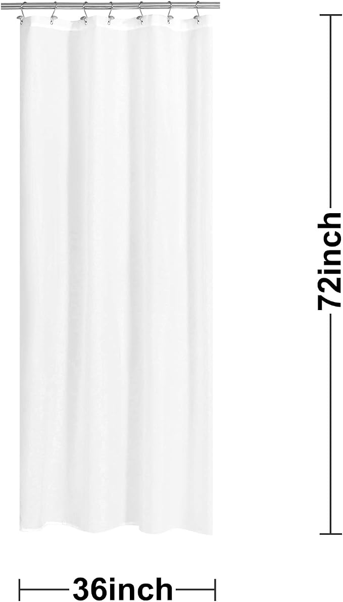 N&Y HOME Fabric Shower Curtain or Liner 36 x 72 Inches Bath Stall Size with 2 Bottom Magnets, Hotel Quality, Washable, Water Repellent, White Spa Bathroom Curtains with Grommets, 36x72 (Pack of 2)