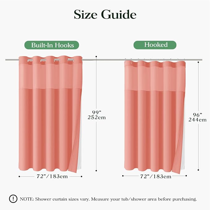 Coral Hook Free Waffle Shower Curtain & Snap-in Fabric Liner,72x99 | Less Time to install, 3 in 1 Fabric Shower Curtain and Liner Set with Magnets, Extra Long, Shower Curtains for Bathroom