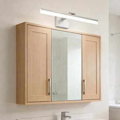 SOLFART Vanity Lights for Bathroom: 24 Inch Bathroom Lighting Fixtures Over Mirror- Brushed Nickel 6000K LED Hardwired Adjustable 180 Degree Light Bar IP44 ETL