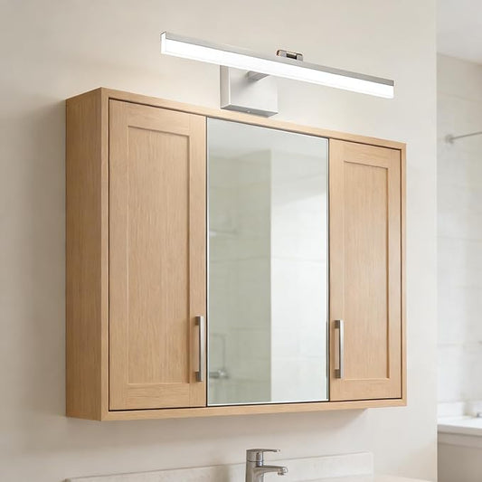 SOLFART Vanity Lights for Bathroom: 24 Inch Bathroom Lighting Fixtures Over Mirror- Brushed Nickel 6000K LED Hardwired Adjustable 180 Degree Light Bar IP44 ETL