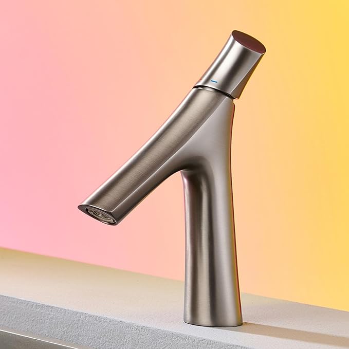 Faucet for Bathroom Sink Single Handle Bathroom Faucet 1 Hole Brass Hot and Cold Gun Gray
