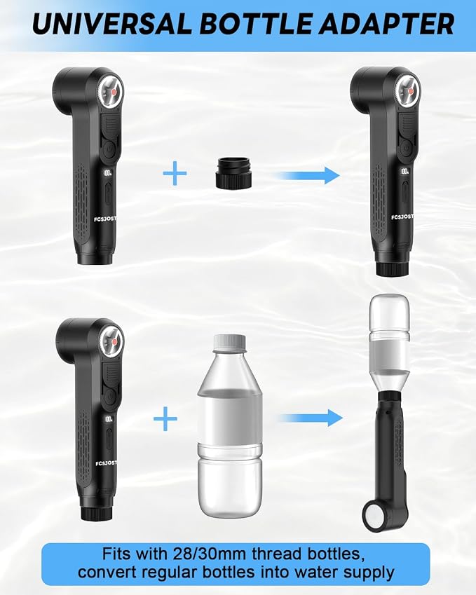 Portable Bidet for Travel, Electric Rechargeable Bidet with 1600mAh Battery, 2.5L Tank, Dual Spray Modes (Jet/Shower), IPX6 Waterproof Personal Hygiene Sprayer for Home, Camping, Women, Men