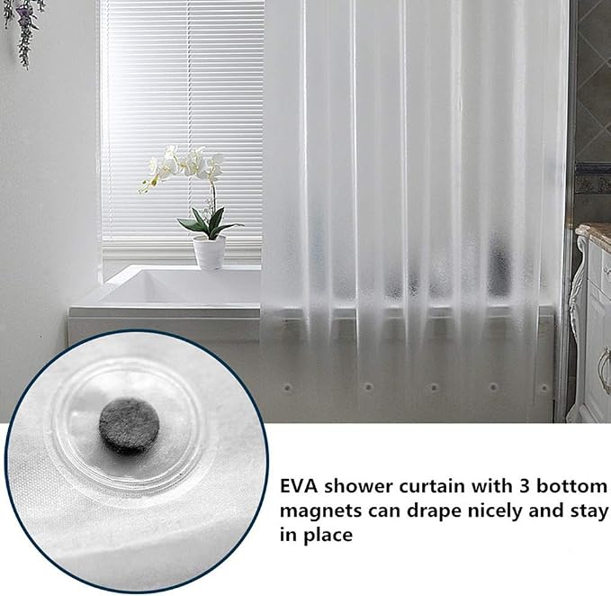 AooHome Shower Stall Curtain Liner for Small Size 54x72 Inch, 8G Eva RV Shower Curtain Frosted Pattern, Narrow Standing Single Water Repellent Shower Liner, Semi Transparent