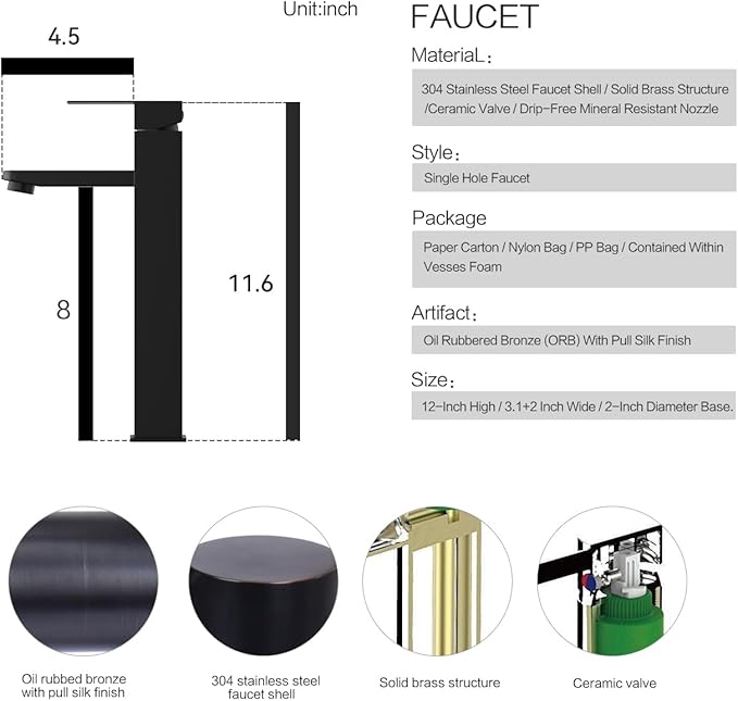Ceramic Bathroom Sink, White Marble Boat Shape Above Counter Porcelain Vessel Sink with Black Faucet and Pop up drain Set