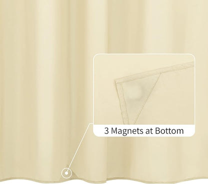 ALYVIA SPRING 72x96 Extra Long Waterproof Fabric Shower Curtain Liner Cream | 3 Magnets, Soft Cloth & Hotel Quality, Machine Washable, Light-Weight, Extra Long Size