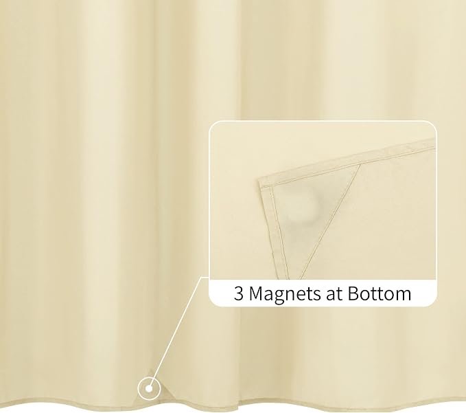 ALYVIA SPRING 72x78 Long Waterproof Fabric Shower Curtain or Liner Cream | 3 Magnets, Soft Cloth & Hotel Quality, Machine Washable, Light-Weight, Long Size