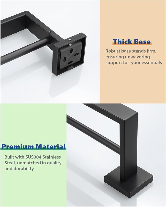 Alise Double Towel Bars Towel Rack for Bathroom Wall Mount 32 Inch,Black | SUS304 Stainless Steel Bathroom Towel Holder, Square Towel Rod Towel Hanger for Bathroom Lavatory Kitchen