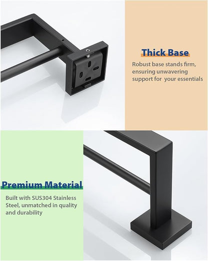 Alise Double Towel Bars Towel Rack for Bathroom Wall Mount 32 Inch,Black | SUS304 Stainless Steel Bathroom Towel Holder, Square Towel Rod Towel Hanger for Bathroom Lavatory Kitchen