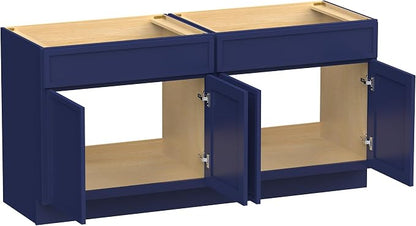 78 Inch Bathroom Vanity Base Only, Double Vanity Cabinet with Soft Closing Door, 2ea 39 inch Cabinet, Without Top,Blue