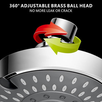 High Pressure Shower Head - 5 Spray Modes Powerful Pressure Boosting Showerhead For Bathroom - High Flow Fixed Showerheads (Chrome)
