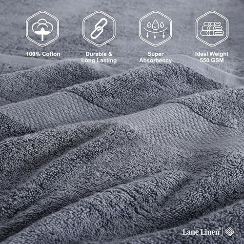 LANE LINEN Towel Set for Bathroom 18 Piece Soft Absorbent - Cool Grey