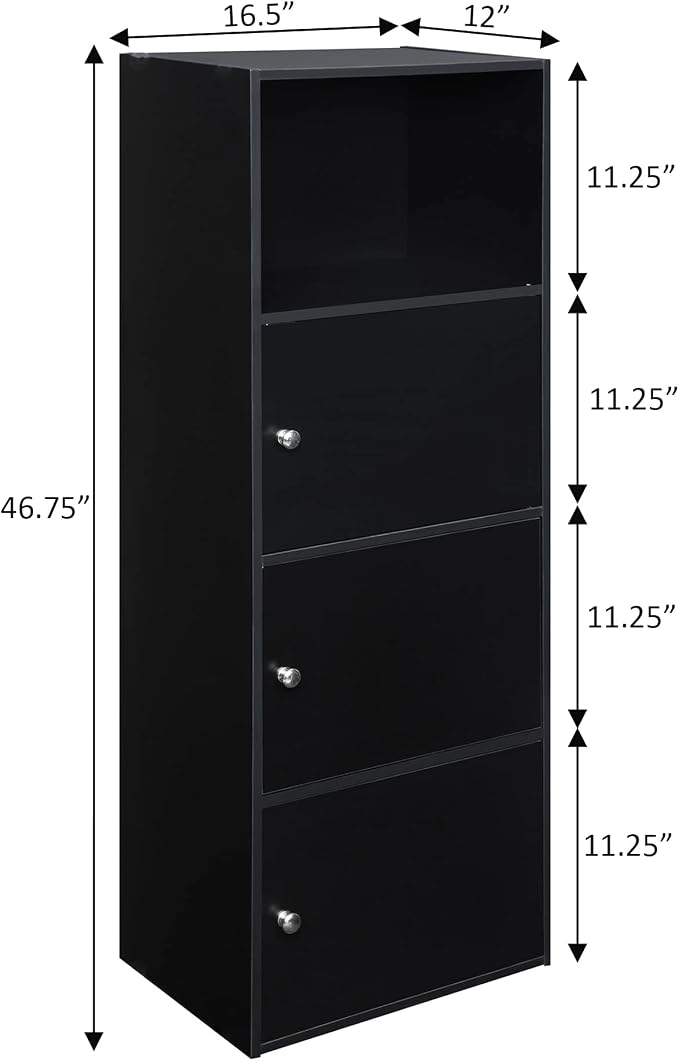Convenience Concepts Xtra-Storage 3 Door Cabinet in Black Wood Finish
