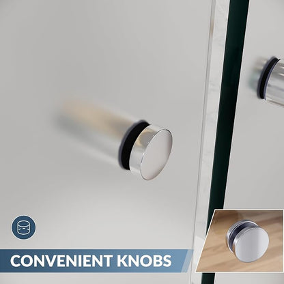 SUNNY SHOWER 60" W x 57.4" H Bathtub Shower Door 1/4" Frosted Glass Double Sliding Doors Tub Doors Chrome Finish