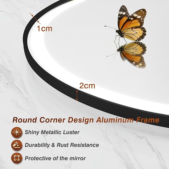22x36 Inch Oval Black Framed LED Bathroom Mirror with Lights, Built-in Bluetooth Speaker,Tempered Glass,Dimmable Lighted Bathroom Vanity Mirror with 3 Colors, Backlit + Frontlit, Memory, Anti-Fog