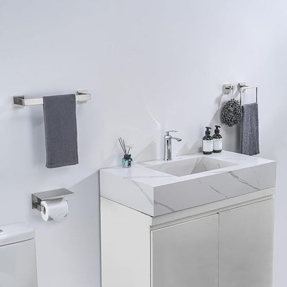 4-Pieces Bathroom Accessories Set, Towel Bar Towel Racks Towel Holder Toilet Paper Holder Stainless Steel Bathroom Hardware Set Wall Mounted Towel Racks for Bathroom, Brushed Nickel, 16 Inch