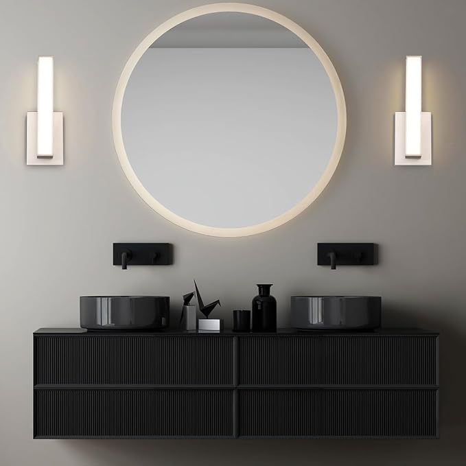 Edge Advantage 14in LED Bathroom Vanity and Wall Light 15W 1,250 Lumens 5-CCT Selectable 2700-3000-3500-4000-5000K in Brushed Nickel with Adjustable Backplate