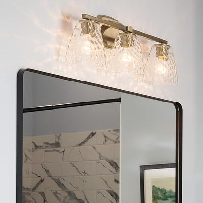 Kichler Marant 21.25" 3-Light Vanity Light with Clear Water Glass in Champagne Bronze, for Bathroom, Powder Room, Over a Mirror, (21.25" W x 9.5" H), 55216CPZWTR