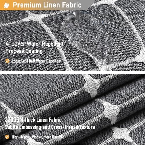 BTTN 72x78 Boho Linen Heavy Duty Fabric Shower Curtain Set, Charcoal Gray