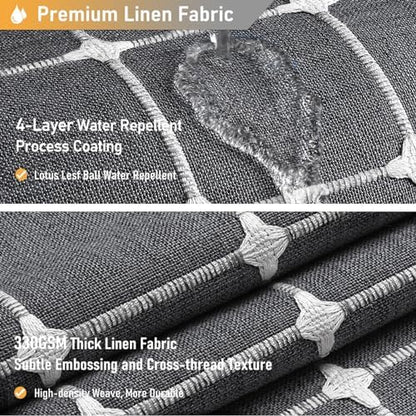 BTTN Extra Long Boho Farmhouse Linen Shower Curtain, 72x96, Charcoal Gray