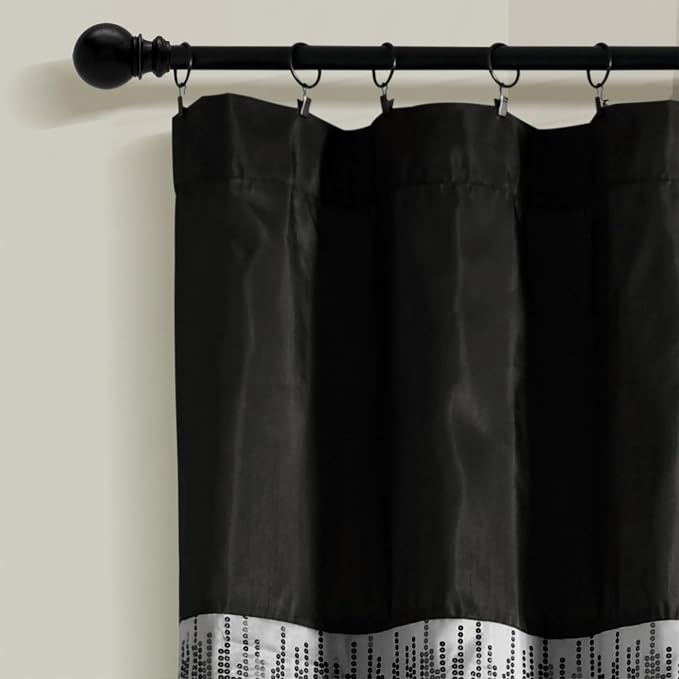 Lush Decor Night Sky Window Curtain Panel, Single, 100" W x 84" L, Black & Gray - Sequin Curtains - Sparkly Photo Backdrop - Modern Glam Decor - Extra Wide Long Curtains For Bedroom & Living Room