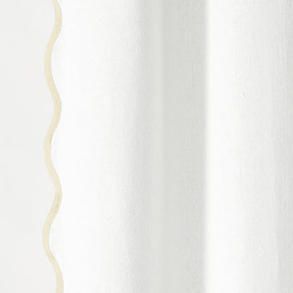 Lush Decor Coastal Chic Scallop Edge Linen-Textured Shower Curtain, Single 72" W x 72" L, Neutral & White - Scalloped Shower Curtains - Coastal Bathroom Curtain