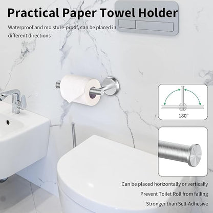 Newfun 10-Pieces Brushed Nickel Bathroom Hardware Set 24 Inch | Includes 24 Inch Towel Racks for Bathroom Wall Mounted, Toilet Paper Holder, Towel Hooks, Towel Rings for Bathroom Wall
