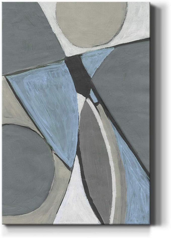 Renditions Gallery Canvas Abstract Wall Art Modern Paintings Decorations Blue Grey Soft Jewel Geometric Canvas Wall Hanging Artwork Prints for Bedroom Living Room Office - 24"x36" LT02