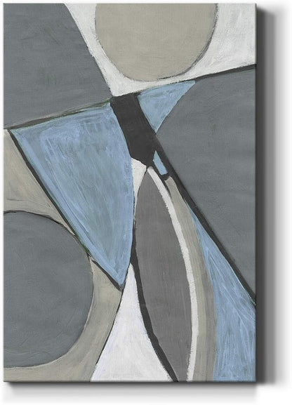 Renditions Gallery Canvas Abstract Wall Art Modern Paintings Decorations Blue Grey Soft Jewel Geometric Canvas Wall Hanging Artwork Prints for Bedroom Living Room Office - 12"x18" LT02
