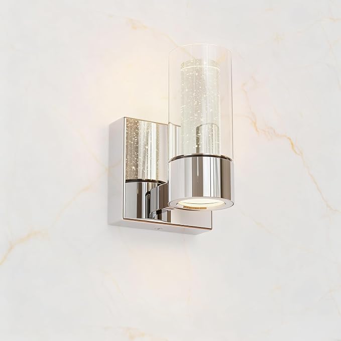 Alice Modern 1-Light Wall Sconce Light Fixture, Integrated Led and Premium Bubble Glass, for Kitchen Island, Hallway, Entryway, Passway, Dining Room, Bedroom, Balcony Living Room