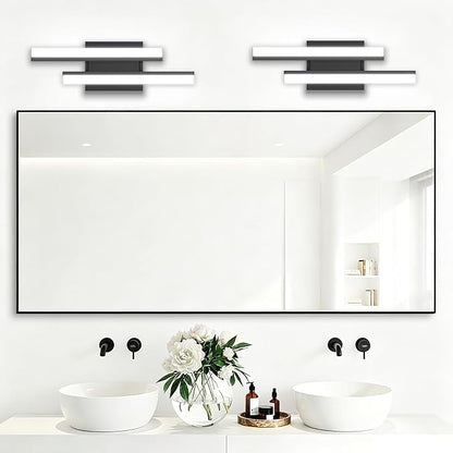 Modern Bathroom Light Fixtures Over Mirror: ETL Certified 18-Inch Retractable Vanity Light Bar for Bathroom, Dimmable LED Black Bathroom Lamp IP44 - Wall Light Fixture 5700K Cool White(1 Pack)